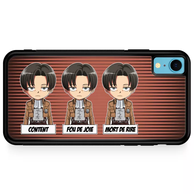 Coque pour téléphone portable iPhone XR Parodie L'attaque des Titans Invincible et...impassible ! - Livaï Ackerman Caporal-chef du bataillon d'exploration