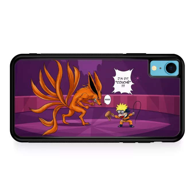 Coque pour téléphone portable iPhone XR Parodie Naruto Couché ! - Kyubi le Biju à 9 Queues
