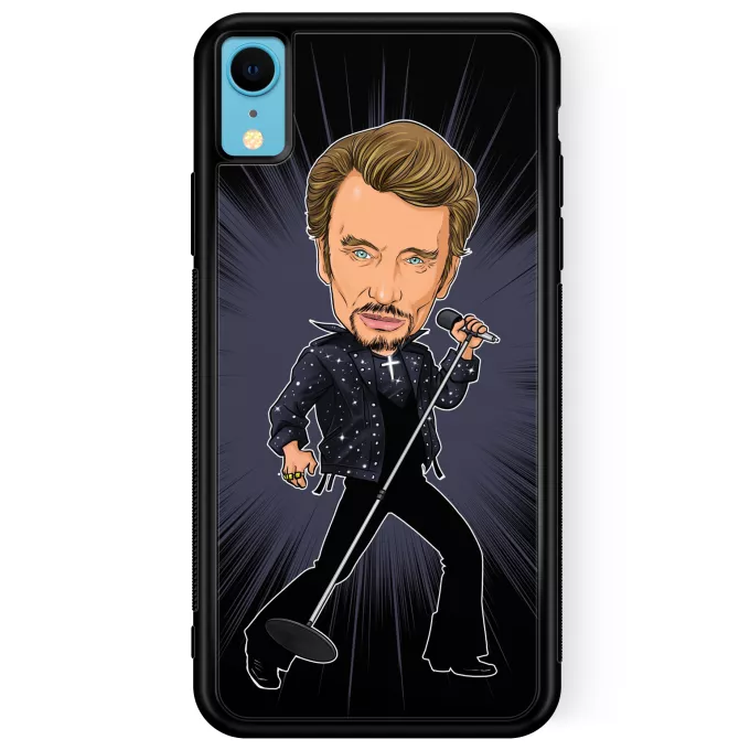 Coque pour téléphone portable iPhone XR Parodie Caricature de Stars Caricature SD Manga Stars Vol.1 ! - Caricature Stars - Johnny Hallyday