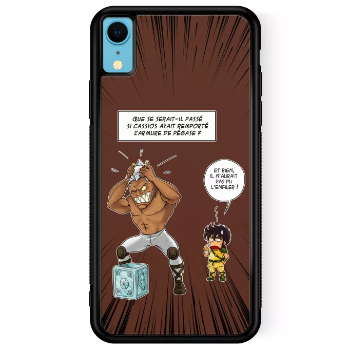Coque pour téléphone portable iPhone XR Parodie Saint Seiya L'armure de Pégase a choisi son nouveau maître... - Cassios, Seiya chevalier de bronze de Pégase