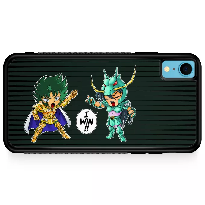 Hoesje voor iPhone XR Parodie Saint Seiya Capricorn Shura en Dragon Shiryu