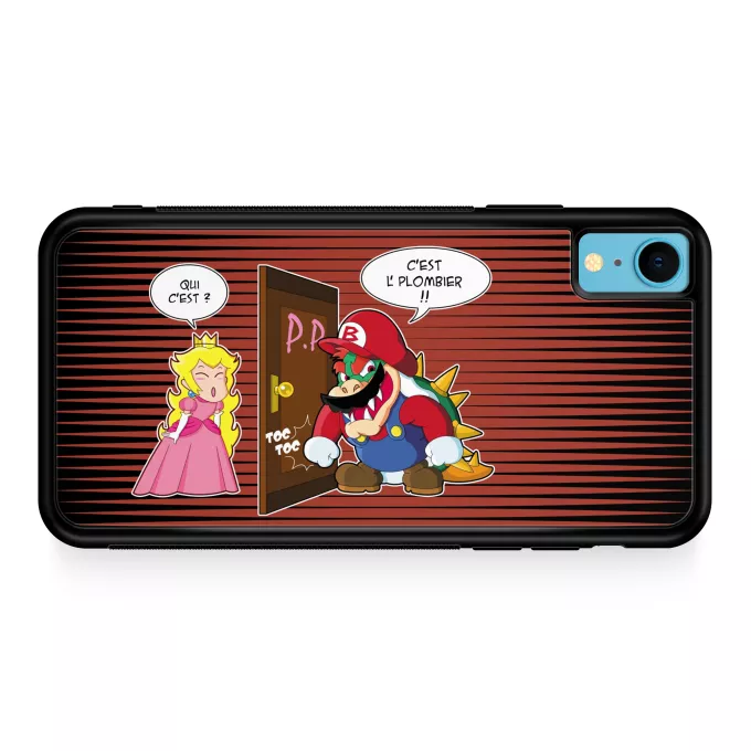 Coque pour téléphone portable iPhone XR Parodie Super Mario C'est l'plombier ! - Bowser, Princesse Peach