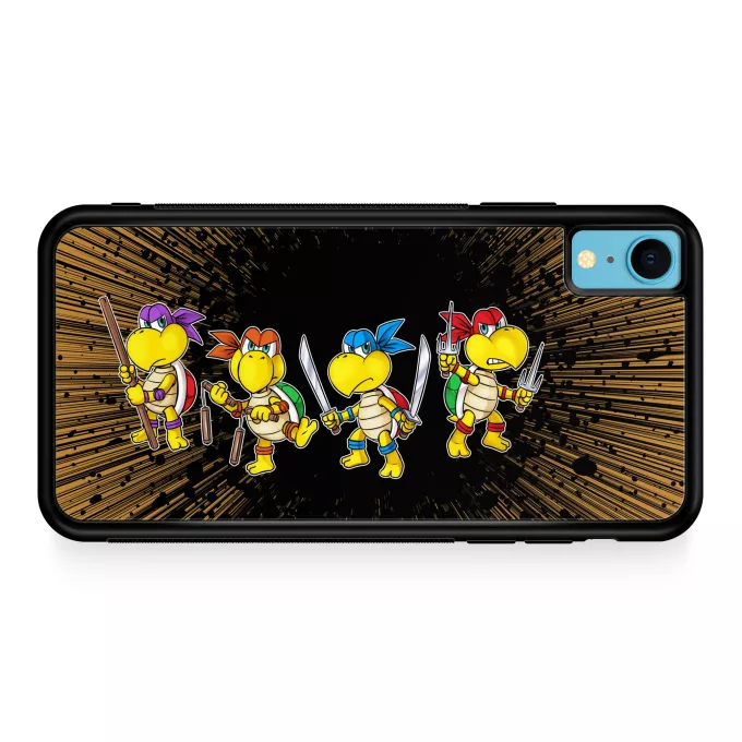 Estojo iPhone XR Paródia Super Mario Mario Vs Donatello,Raphael, Leonardo e Michelangelo
