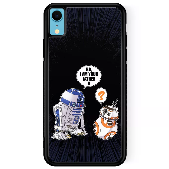 Hoesje voor iPhone XR Parodie Star Wars R2-D2 en BB-8