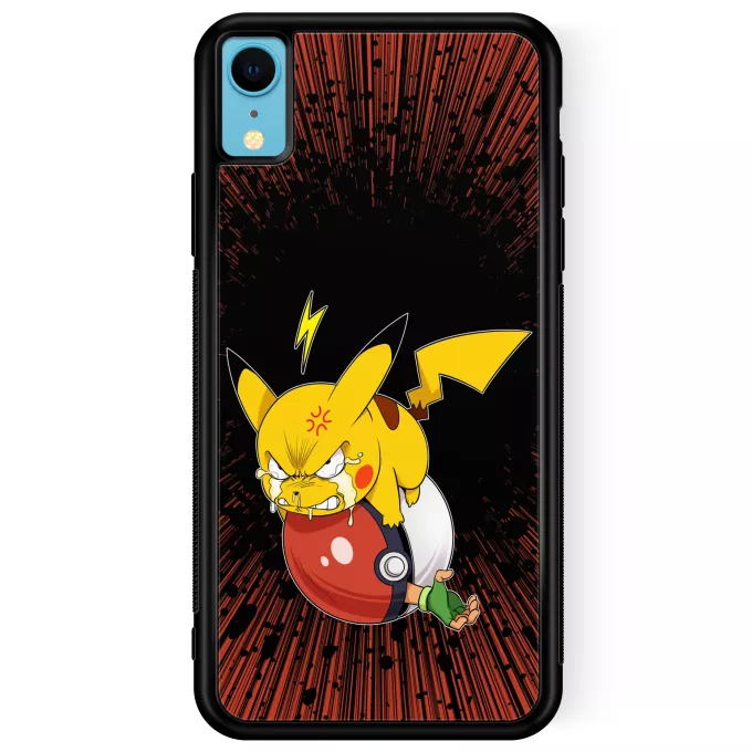 Estojo iPhone XR Paródia Pokémon Pikachu e Ash Ketchum