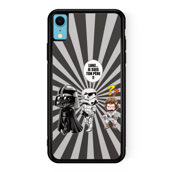 Coque pour téléphone portable iPhone XR Parodie Star Wars Luke...Je suis ton père !! - Dark Vador, un Storm Trooper