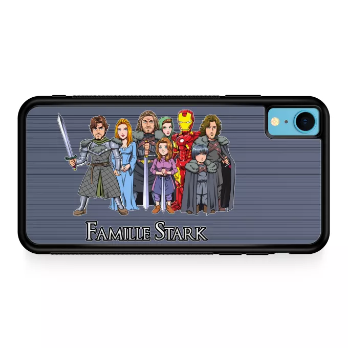 Coque pour téléphone portable iPhone XR Parodie Iron Man La Famille Stark au complet ! - Eddard, Catelyn, Robb, Sansa, Arya, Brian, Rickon, Tony Stark
