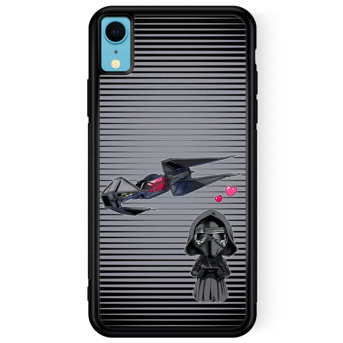 Fodral för iPhone XR Parodi Stjärnornas krig Tecknad SD Kylo Ren och TIE Silence Mini Drone