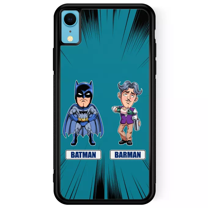 Coque pour téléphone portable iPhone XR Parodie Batman Les 2 Super-Héros de la Nuit !! - Barman