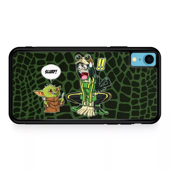Fodral för iPhone XR Parodi Stjärnornas krig Tsuyu Asui aka Froppy och Grogu aka Baby Yoda