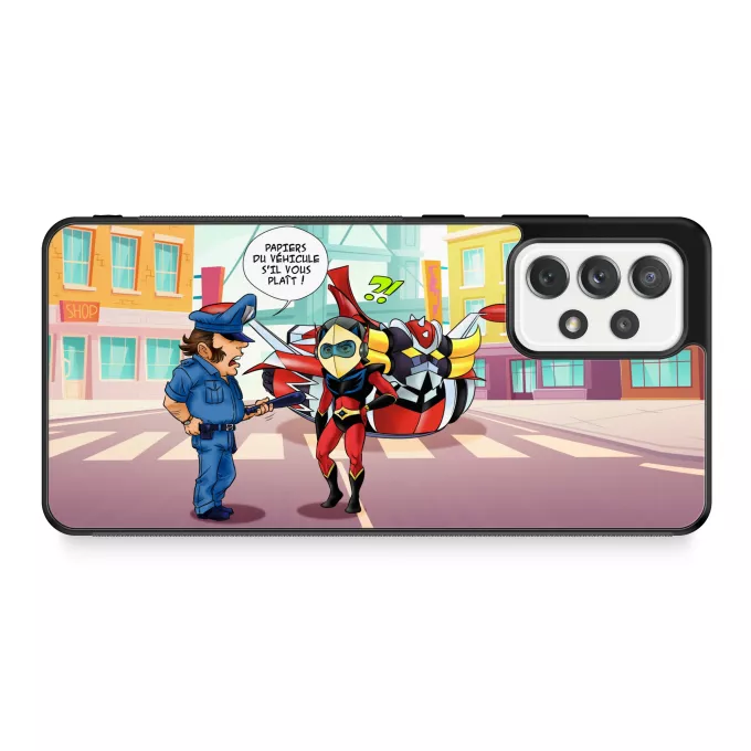 Coque pour téléphone portable Samsung Galaxy A52 Parodie Goldorak Papiers du véhicule s'il vous plaît ! - Actarus