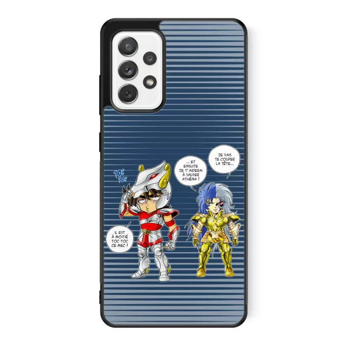Coque pour téléphone portable Samsung Galaxy A52 Parodie Saint Seiya Une histoire de dingue... - Seiya de Pégase, Saga chevalier d'or des Gémeaux