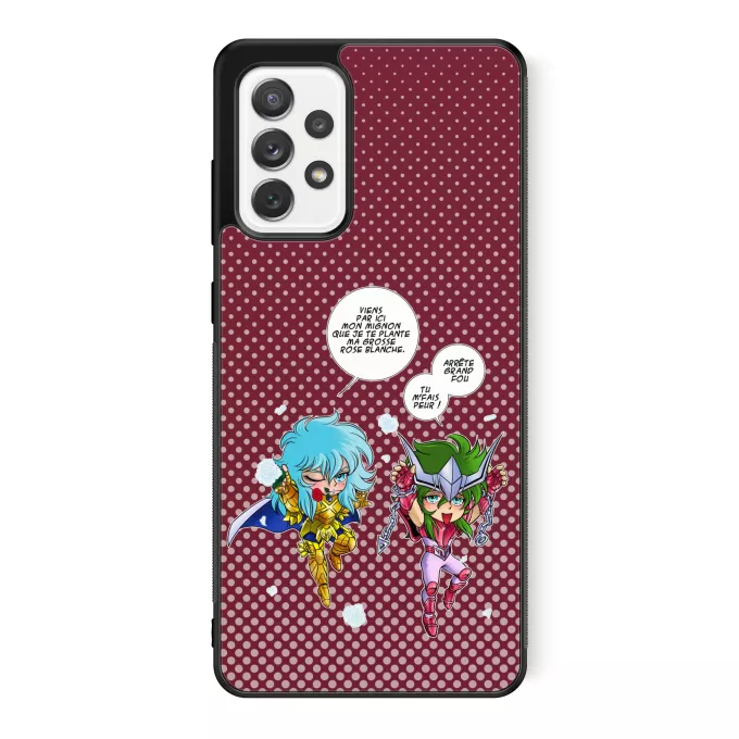 Coque pour téléphone portable Samsung Galaxy A52 Parodie Saint Seiya Attends que je t'attrape !! - Shun d'Andromède, Aphrodite chevalier d'or des Poissons