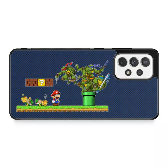Estojo Samsung Galaxy A52 Paródia Super Mario Donatello, Michelangelo, Leonardo, Raphael e Super Mario
