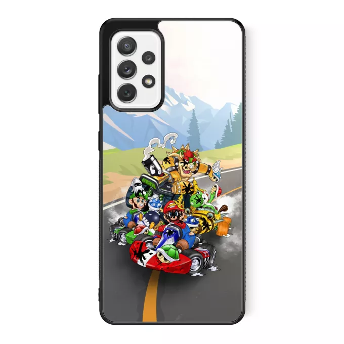 Fodral för Samsung Galaxy A52 Parodi Mario Kart Bowser, Mario, Luigi och Yoshi