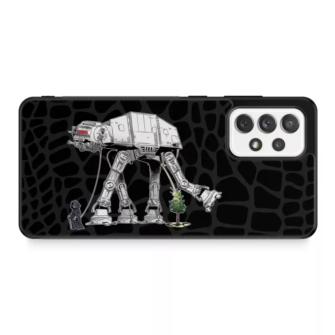 Coque pour téléphone portable Samsung Galaxy A52 Parodie Star Wars Promenade impériale... - Empereur Palpatine aka Dark Sidious, son robot chien AT-AT