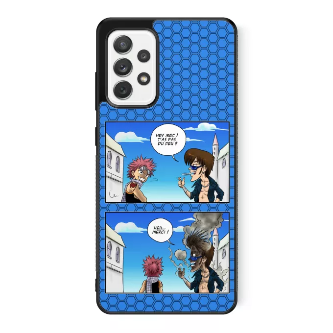Coque pour téléphone portable Samsung Galaxy A52 Parodie Fairy Tail Hey mec, t'as pas du feu ? - Natsu Dragnir