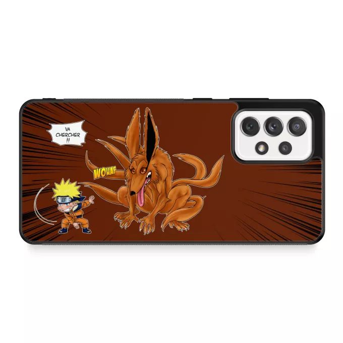 Coque pour téléphone portable Samsung Galaxy A52 Parodie Naruto Va chercher ! - Kyubi le démon Renard à 9 queues