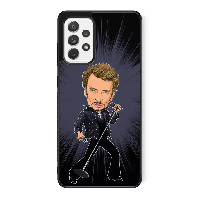 Coque pour téléphone portable Samsung Galaxy A52 Parodie Caricature de Stars Caricature SD Manga Stars Vol.1 ! - Caricature Stars - Johnny Hallyday