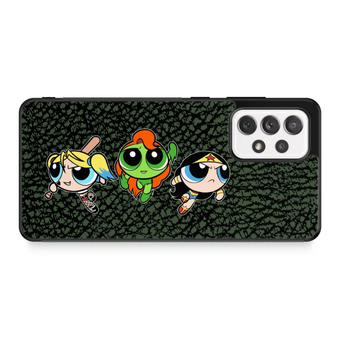 Samsung Galaxy A52 Handyhülle Parodie auf Batman Bubbles, Buttercup und Blossom aka Harley Quinn, Wonder Woman and Poison Ivy
