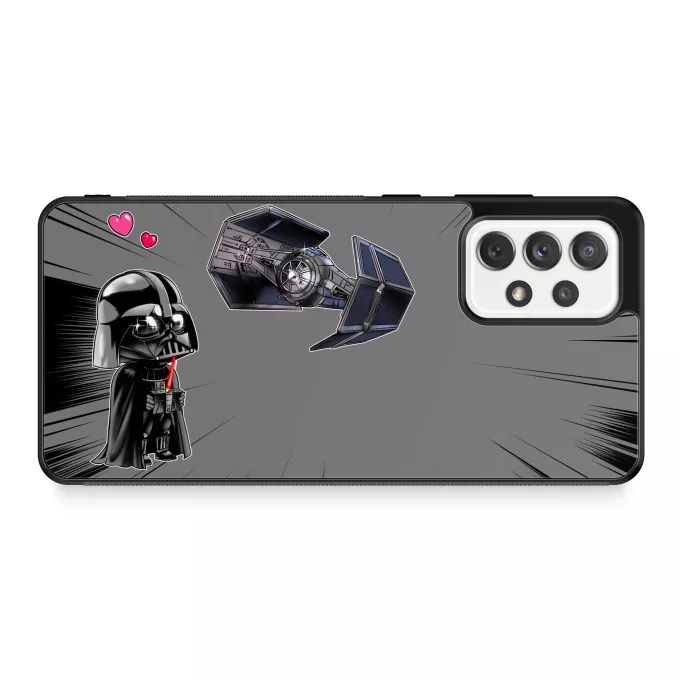 Fodral för Samsung Galaxy A52 Parodi Stjärnornas krig Tecknad SD Darth Vader och TIE Fighter Mini Drone