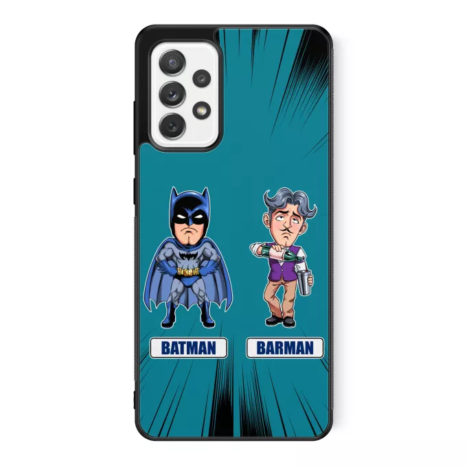 Coque pour téléphone portable Samsung Galaxy A52 Parodie Batman Les 2 Super-Héros de la Nuit !! - Barman