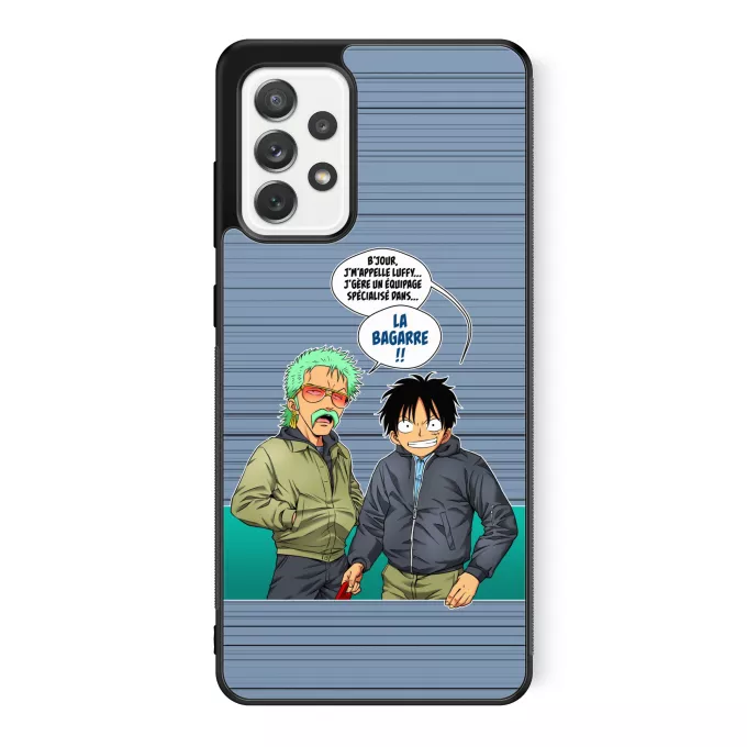 Coque pour téléphone portable Samsung Galaxy A52 Parodie One Piece La Bagarre !! - Monkey D. Luffy, Zorro Roronoa