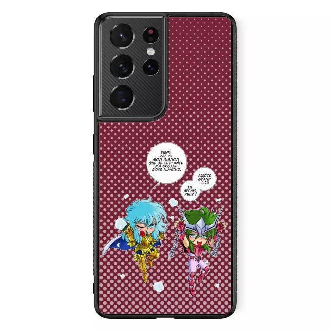 Coque pour téléphone portable Samsung Galaxy S21 Ultra Parodie Saint Seiya Attends que je t'attrape !! - Shun d'Andromède, Aphrodite chevalier d'or des Poissons