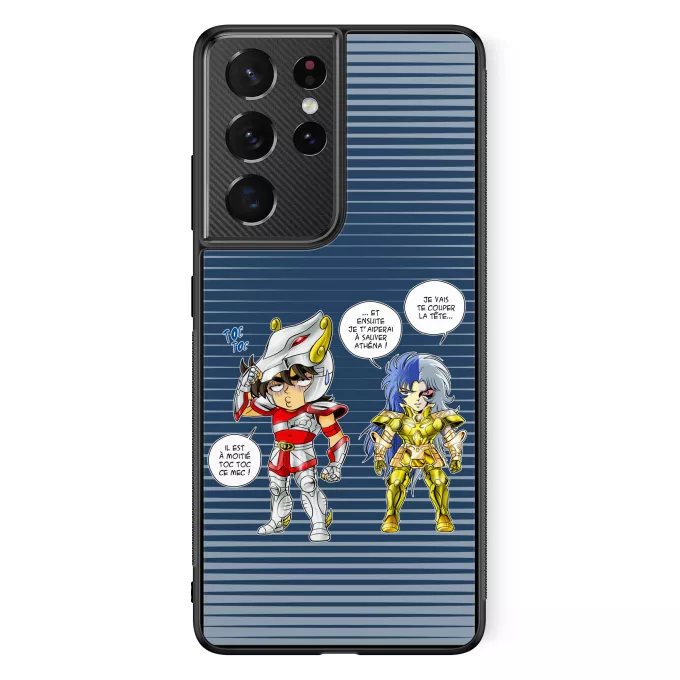 Coque pour téléphone portable Samsung Galaxy S21 Ultra Parodie Saint Seiya Une histoire de dingue... - Seiya de Pégase, Saga chevalier d'or des Gémeaux