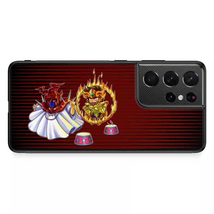 Hoesje voor Samsung Galaxy S21 Ultra Parodie Saint Seiya Pegasus Seiya, Aiolia Leo en Grote Paus