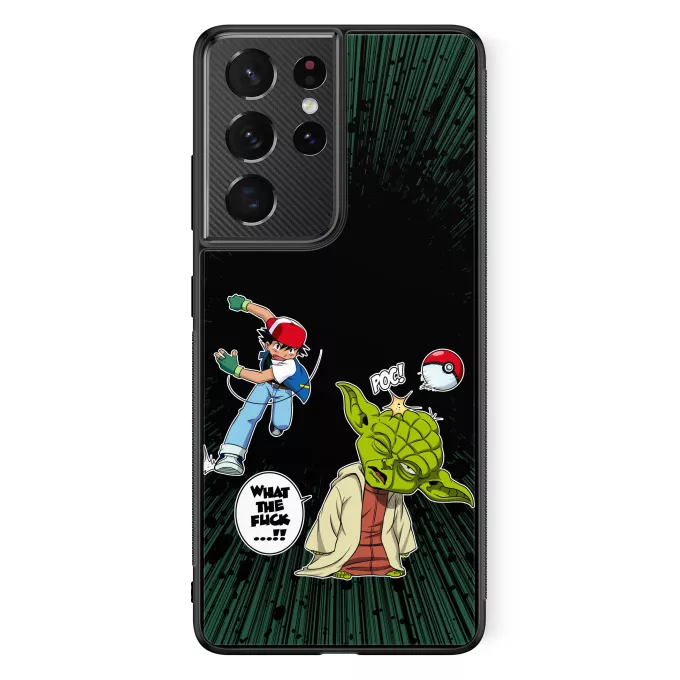 Estojo Samsung Galaxy S21 Ultra Paródia Pokémon Yoda e Ash Ketchum