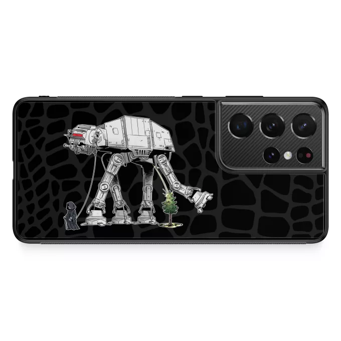 Coque pour téléphone portable Samsung Galaxy S21 Ultra Parodie Star Wars Promenade impériale... - Empereur Palpatine aka Dark Sidious, son robot chien AT-AT