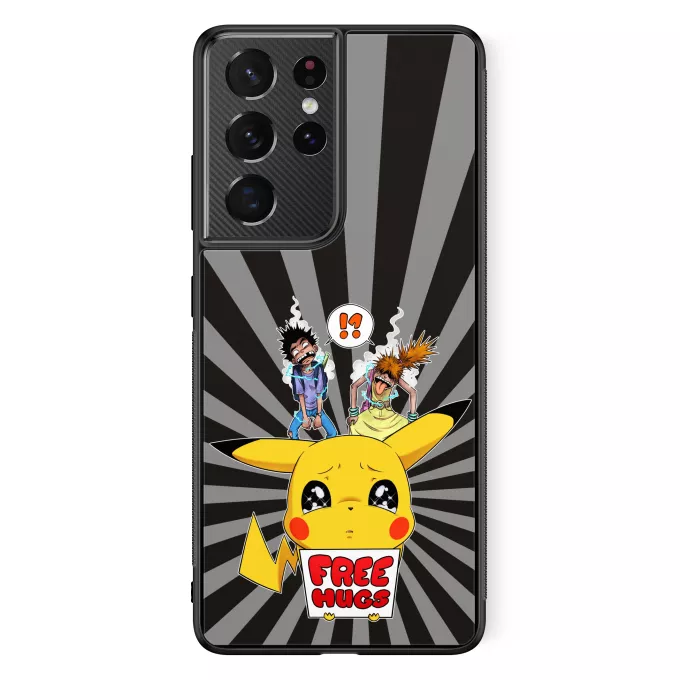 Fodral för Samsung Galaxy S21 Ultra Parodi Pokémon Pikachu - Free Hugs