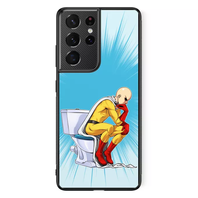 Funda para Samsung Galaxy S21 Ultra Parodia One-Punch Man Saitama El pensador