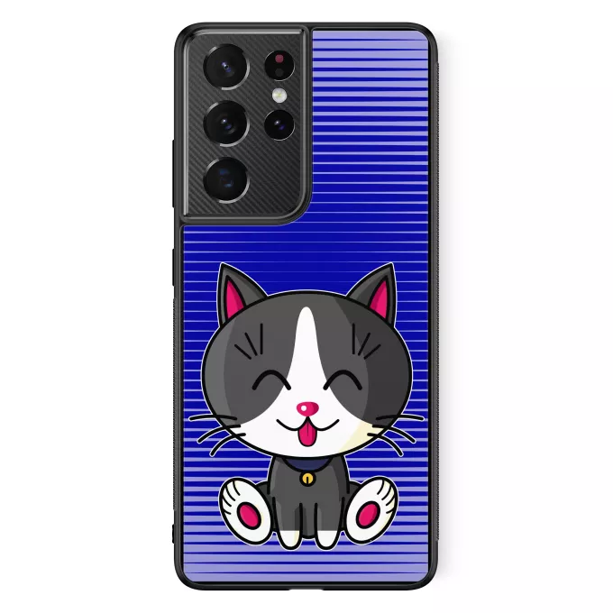 Coque pour téléphone portable Samsung Galaxy S21 Ultra Parodie Kawaii Baby Cats Kawaii Baby Cat (blanc et gris)