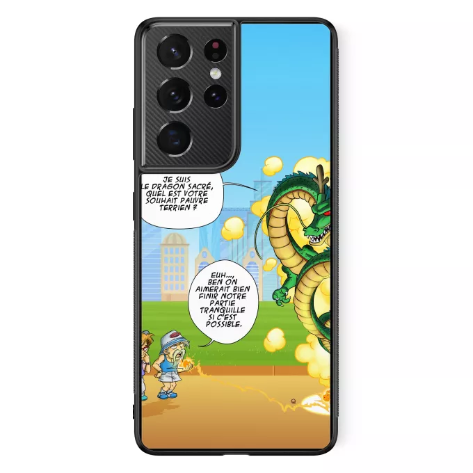 Coque pour téléphone portable Samsung Galaxy S21 Ultra Parodie Dragon Ball Z - DBZ La Pétanque, c'est sacré ! - Shenron, les pétanqueurs marseillais