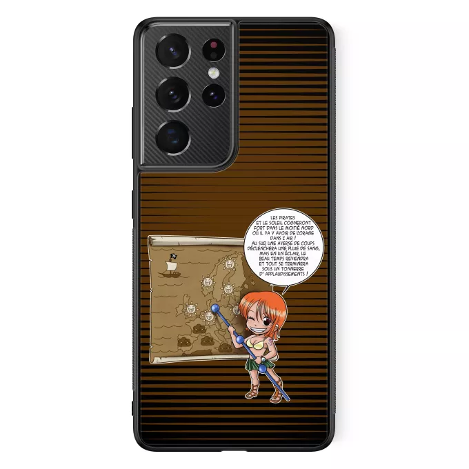 Coque pour téléphone portable Samsung Galaxy S21 Ultra Parodie One Piece Les prévisions de Météo Pirate pour le prochain épisode ! - Nami
