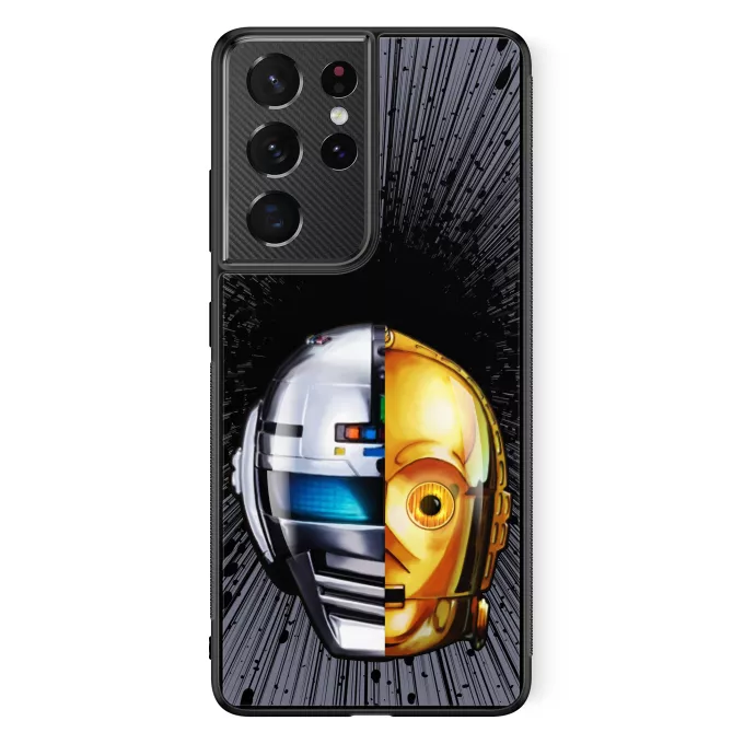 Fodral för Samsung Galaxy S21 Ultra Parodi Stjärnornas krig C-3PO och Space Sheriff Gavan