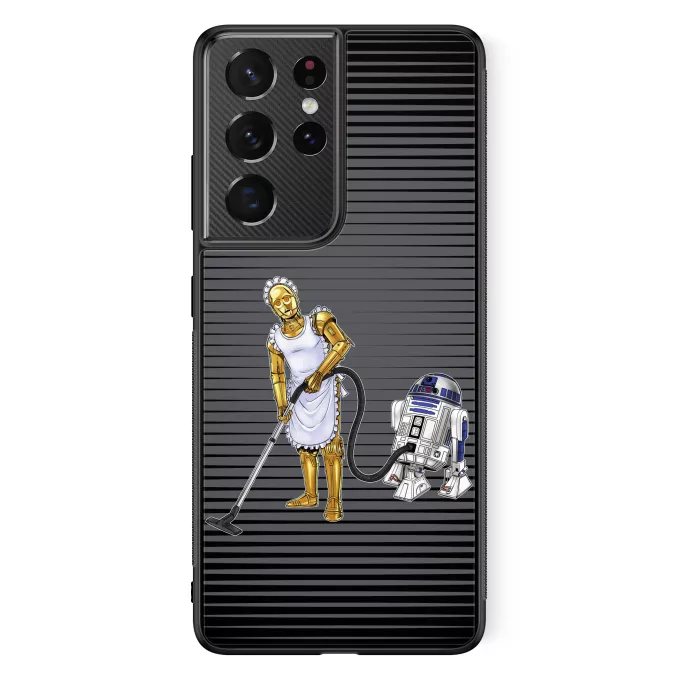 Funda para Samsung Galaxy S21 Ultra Parodia Star Wars R2-D2 y C-3PO