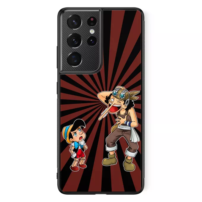 Samsung Galaxy S21 Ultra Handyhülle Parodie auf One Piece Lysop und Pinocchio - Piniocchio