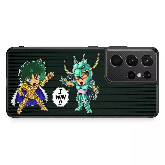 Hoesje voor Samsung Galaxy S21 Ultra Parodie Saint Seiya Capricorn Shura en Dragon Shiryu