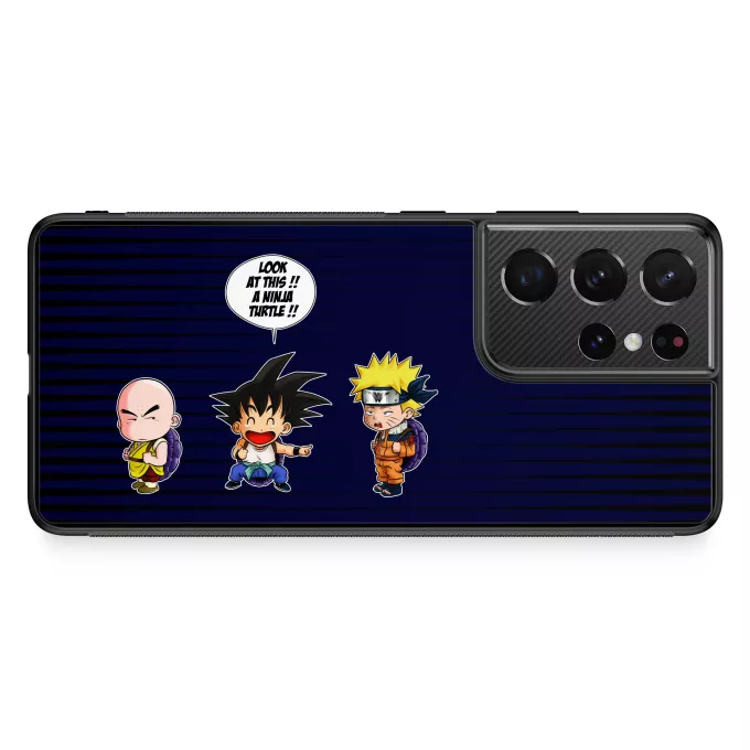 Funda para Samsung Galaxy S21 Ultra Parodia Naruto Son Gokū, Kuririn y Naruto
