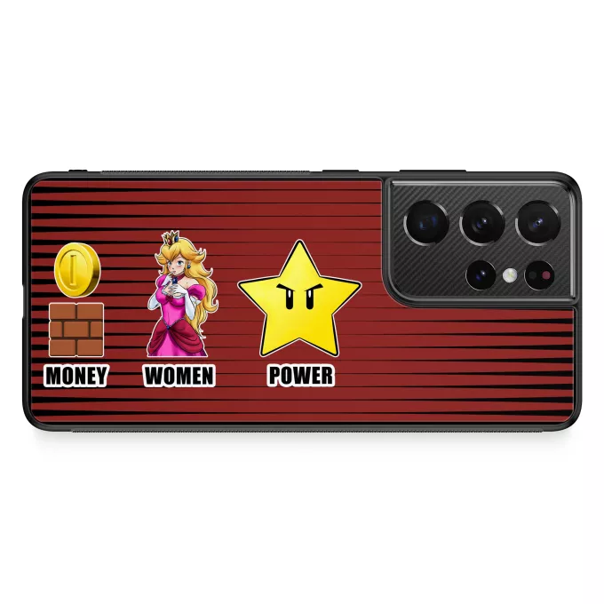 Funda para Samsung Galaxy S21 Ultra Parodia Super Mario Mario - Women, Money and Power