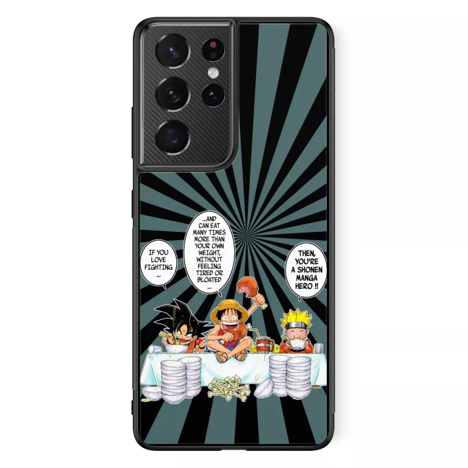 Samsung Galaxy S21 Ultra Phone Case Parody of Naruto Son Goku, Naruto and Luffy