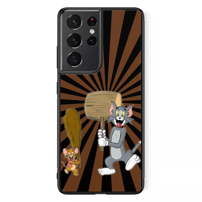 Fodral för Samsung Galaxy S21 Ultra Parodi Simpsons Itchy och Scratchy och Tom e Jerry