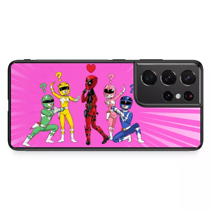 Estojo Samsung Galaxy S21 Ultra Paródia Deadpool Deadpool e Power Rangers