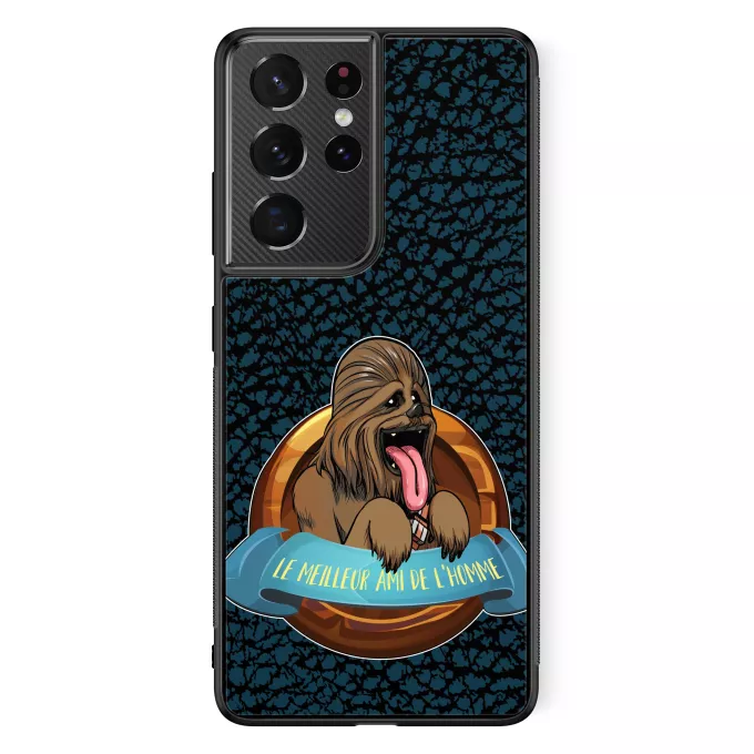 Coque pour téléphone portable Samsung Galaxy S21 Ultra Parodie Star Wars Le Meilleur Ami de l'Homme... - Chewbacca