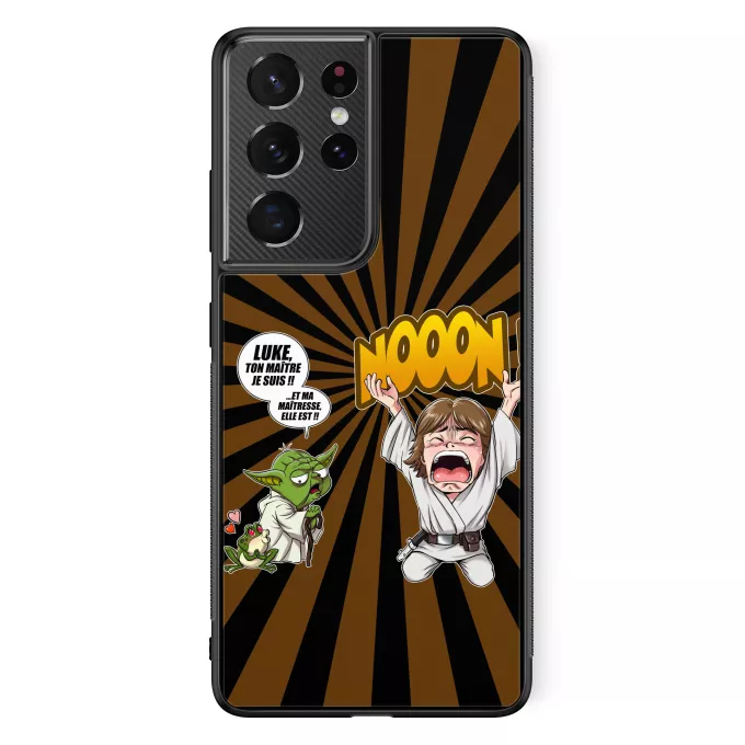 Coque pour téléphone portable Samsung Galaxy S21 Ultra Parodie Star Wars Luke Life Episode IV : le Maître... - Yoda, Luke Skywalker