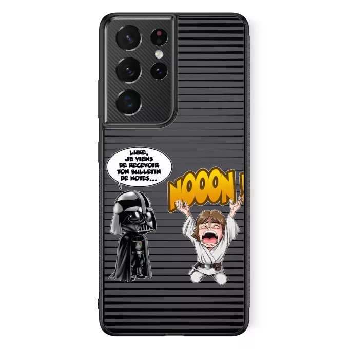 Coque pour téléphone portable Samsung Galaxy S21 Ultra Parodie Star Wars Luke Life Episode I : Un père qui craint :) - Luke Skywalker, Dark Vador