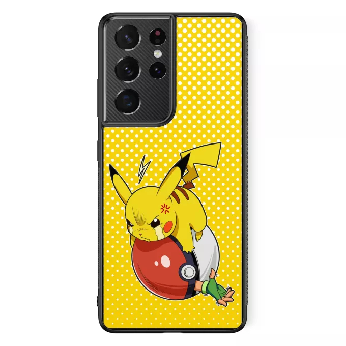 Estojo Samsung Galaxy S21 Ultra Paródia Pokémon Ash Ketchum e Pikachu